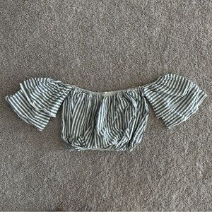 Stripe off shoulder crop top
